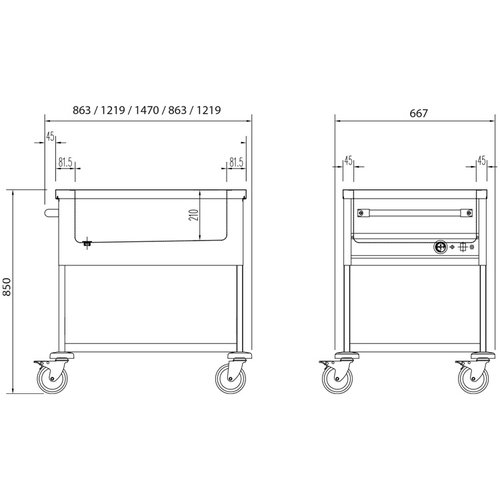 Edenox Bemar wodny elektryczny 3-komorowy, GN 1/1, jezdny, 2,1 kW