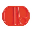 Kristallon Polycarbonate Oval Compartment Food Tray with Handles Red (Pack of 10)