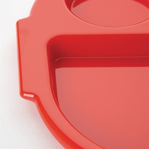 Kristallon Polycarbonate Oval Compartment Food Tray with Handles Red (Pack of 10)