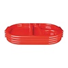 Kristallon Polycarbonate Oval Compartment Food Tray with Handles Red (Pack of 10)