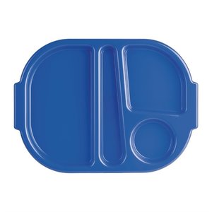 Kristallon Polycarbonate Oval Compartment Food Tray with Handles Blue (Pack of 10)
