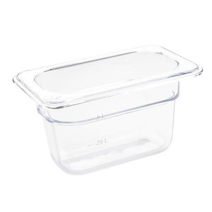 Vogue Polycarbonate Gastronorm Container 1/9 100 mm, Transparent