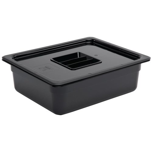 Vogue Polycarbonate Gastronorm Container 1/2 100 mm, Black Vogue Polycarbonate Gastronorm Container 1/2 100 mm, Black