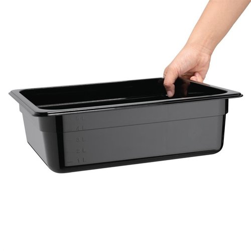 Vogue Polycarbonate Gastronorm Container 1/2 100 mm, Black Vogue Polycarbonate Gastronorm Container 1/2 100 mm, Black