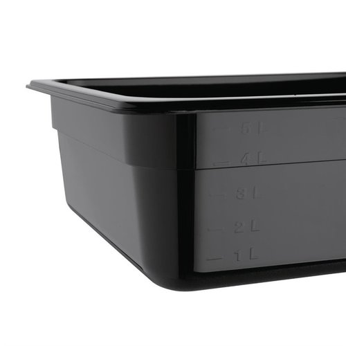 Vogue Polycarbonate Gastronorm Container 1/2 100 mm, Black Vogue Polycarbonate Gastronorm Container 1/2 100 mm, Black