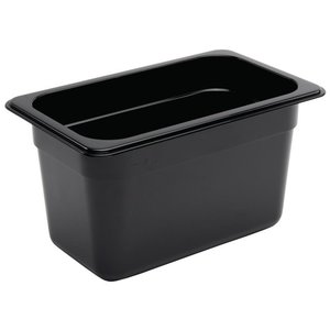 Vogue Polycarbonate Gastronorm Container 1/4 150 mm, Black Vogue Polycarbonate Gastronorm Container 1/4 150 mm, Black