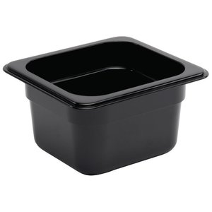Vogue Polycarbonate Gastronorm Container 1/6 100 mm, Black