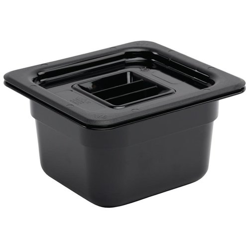 Vogue Polycarbonate Gastronorm Container 1/6 100 mm, Black Vogue Polycarbonate Gastronorm Container 1/6 100 mm, Black