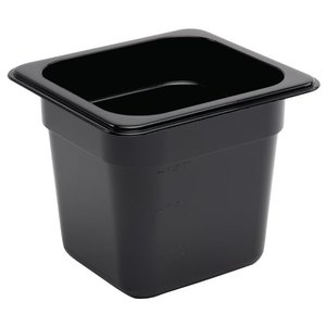 Vogue Polycarbonate Gastronorm Container 1/6 150 mm, Black Vogue Polycarbonate Gastronorm Container 1/6 150 mm, Black