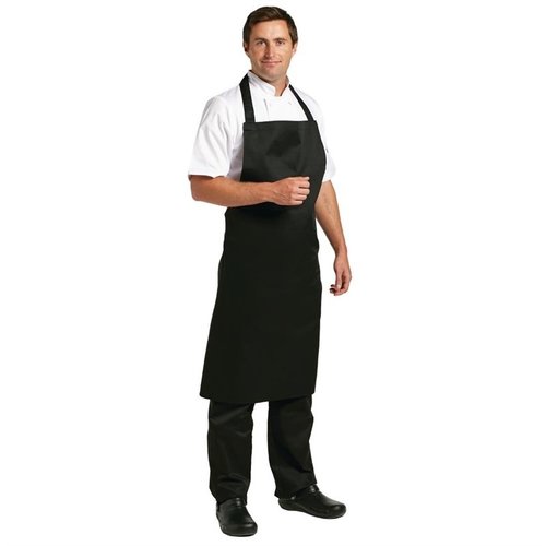 Whites Chefs Clothing Wyprzedaż - Fartuch czarny Polycotton Bib XL Whites Chefs Clothing Wyprzedaż - Fartuch czarny Polycotton Bib XL