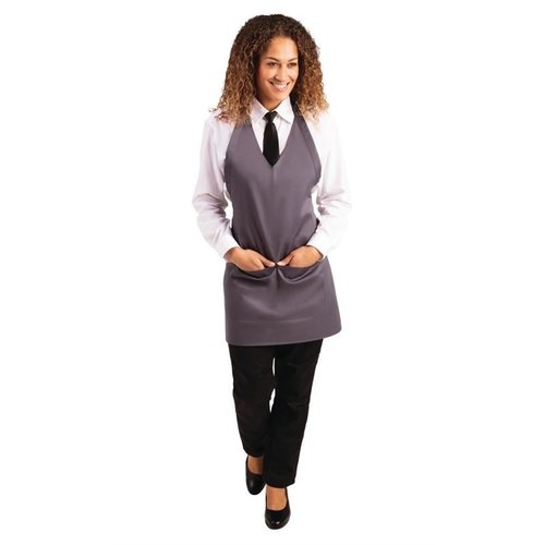 Whites Chefs Clothing Whites V Neck Service Apron Charcoal Whites Chefs Clothing Whites V Neck Service Apron Charcoal