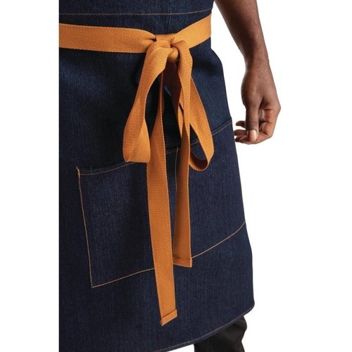 Whites Chefs Clothing Fartuch Southside Bistro Denim Blue Tan Ties