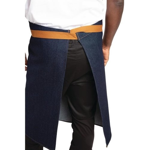 Whites Chefs Clothing Fartuch Southside Bistro Denim Blue Tan Ties