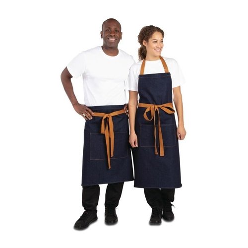 Whites Chefs Clothing Fartuch Southside Bistro Denim Blue Tan Ties