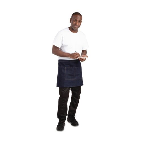 Whites Chefs Clothing Southside Waist Apron Denim Blue Tan Ties Whites Chefs Clothing Southside Waist Apron Denim Blue Tan Ties