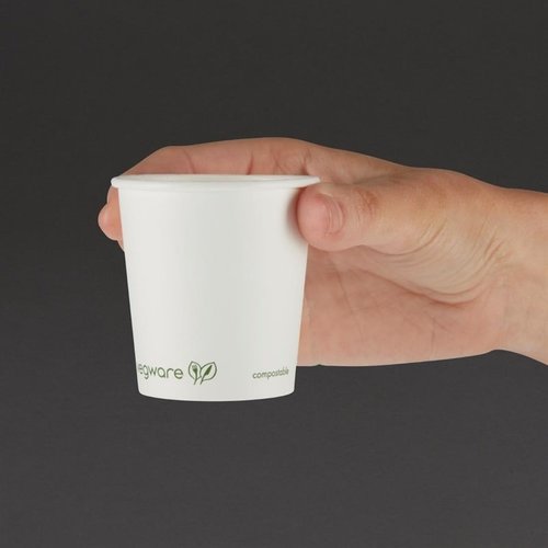 Vegware White Compostable Espresso Cups Single Wall 114 ml (Pack of 1000) Vegware White Compostable Espresso Cups Single Wall 114 ml (Pack of 1000)