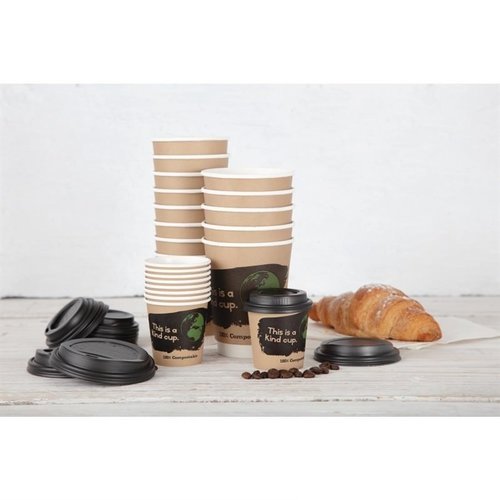 Fiesta Green Black Compostable Coffee Cup Lids 340 ml (Pack of 1000) Fiesta Green Black Compostable Coffee Cup Lids 340 ml (Pack of 1000)