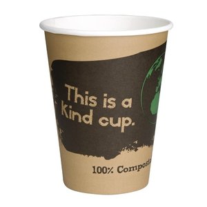 Fiesta Green Brown Compostable Coffee Cups Single Wall 225 ml (Pack of 1000)