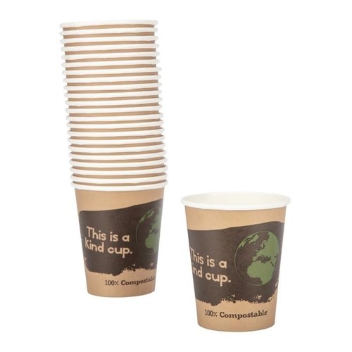 Fiesta Green Brown Compostable Coffee Cups Single Wall 225 ml (Pack of 1000) Fiesta Green Brown Compostable Coffee Cups Single Wall 225 ml (Pack of 1000)
