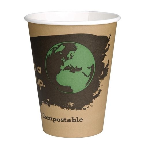 Fiesta Green Brown Compostable Coffee Cups Single Wall 225 ml (Pack of 1000) Fiesta Green Brown Compostable Coffee Cups Single Wall 225 ml (Pack of 1000)