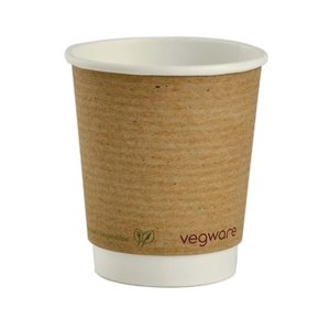 Vegware Brown Compostable Coffee Cups Double Wall 230 ml (Pack of 500)