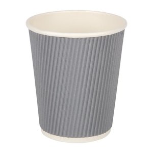 Fiesta Grey Disposable Coffee Cups Ripple Wall Charcoal 225 ml (Pack of 500)