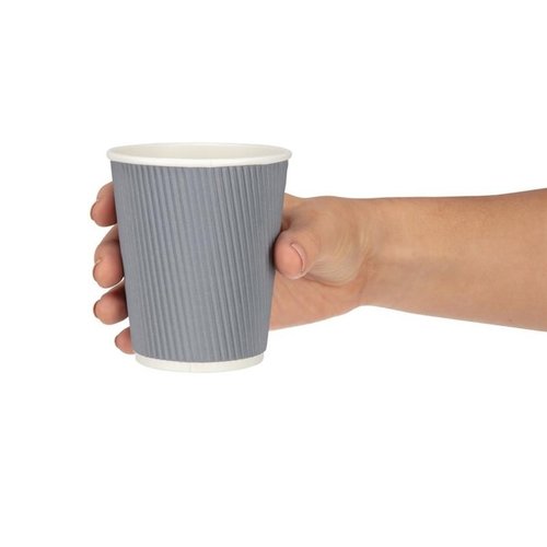Fiesta Grey Disposable Coffee Cups Ripple Wall Charcoal 225 ml (Pack of 500)