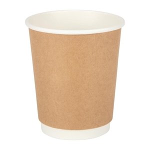 Fiesta Brown Disposable Coffee Cups Double Wall Kraft 225 ml (Pack of 25)