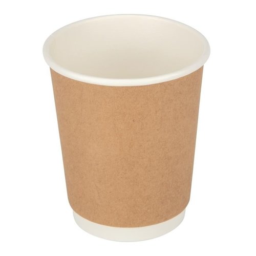 Fiesta Brown Disposable Coffee Cups Double Wall Kraft 225 ml (Pack of 25)