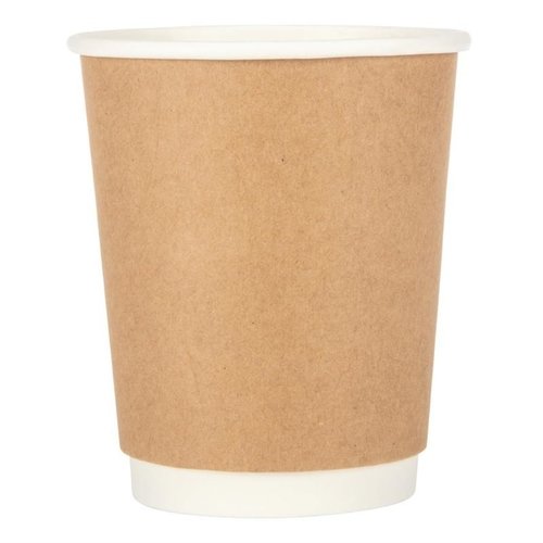 Fiesta Brown Disposable Coffee Cups Double Wall Kraft 225 ml (Pack of 25)