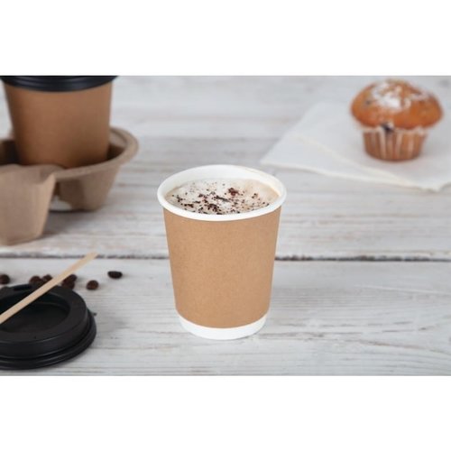 Fiesta Brown Disposable Coffee Cups Double Wall Kraft 225 ml (Pack of 25)