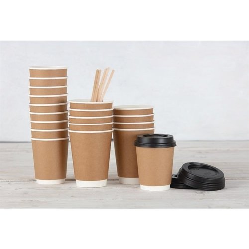 Fiesta Brown Disposable Coffee Cups Double Wall Kraft 225 ml (Pack of 25)
