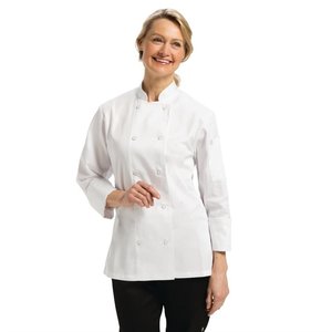 Chef Works Damska kurtka szefa kuchni Marbella, biała, rozmiar: XS Chef Works Damska kurtka szefa kuchni Marbella, biała, rozmiar: XS