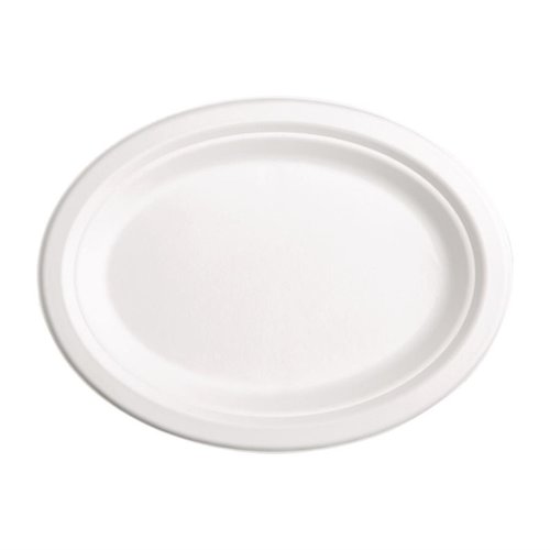 Fiesta Green Fiesta Compostable Bagasse Oval Plates 316mm (Pack of 50)