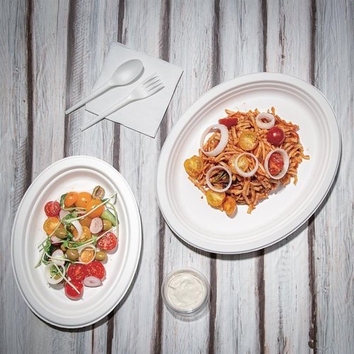 Fiesta Green Fiesta Compostable Bagasse Oval Plates 316mm (Pack of 50)