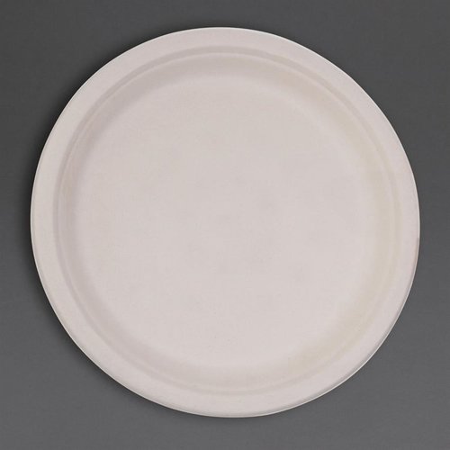 Fiesta Green Fiesta Compostable Bagasse Round Plates Natural Colour 260mm (Pack of 50) Fiesta Green Fiesta Compostable Bagasse Round Plates Natural Colour 260mm (Pack of 50)