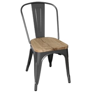 Bolero Bistro Side Chairs with Wooden Seat Pad Gun Metal (Pack of 4) Bolero Bistro Side Chairs with Wooden Seat Pad Gun Metal (Pack of 4)