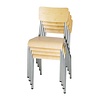 Bolero Cantina Side Chairs with Wooden Seat Pad and Backrest Galvanised (Pack of 4)
