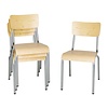 Bolero Cantina Side Chairs with Wooden Seat Pad and Backrest Galvanised (Pack of 4)