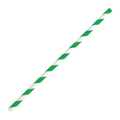 Fiesta Green Fiesta Compostable Bendy Paper Straws Green Stripes (Pack of 250)