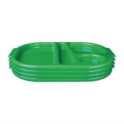 Olympia Kristallon Large Polycarbonate Compartment Food Trays Green 375mm Olympia Kristallon Large Polycarbonate Compartment Food Trays Green 375mm