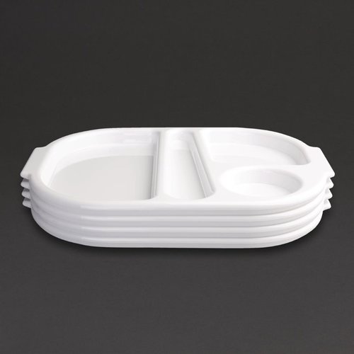 Olympia Kristallon Small Polycarbonate Compartment Food Trays White 322mm Olympia Kristallon Small Polycarbonate Compartment Food Trays White 322mm