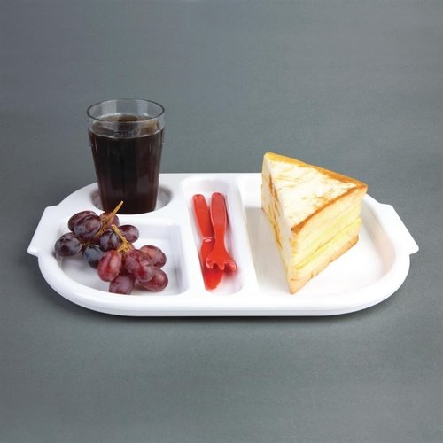 Olympia Kristallon Small Polycarbonate Compartment Food Trays White 322mm Olympia Kristallon Small Polycarbonate Compartment Food Trays White 322mm