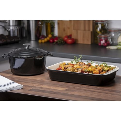 Vogue Cook Like A Pro 2-Piece Cast Iron Casserole and Roasting Dish Set