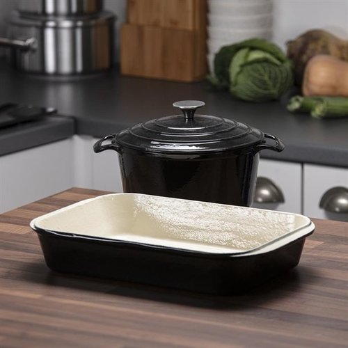 Vogue Cook Like A Pro 2-Piece Cast Iron Casserole and Roasting Dish Set