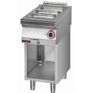 XXLselect Electric Bain Marie on a Open Cupboard Base, 1-Chamber with Drain Valve, 0,7 kW