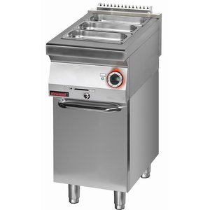 XXLselect Electric Bain Marie on a Closed Cabinet Base, 1-Chamber with Drain Valve, 0,7 kW