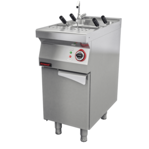 XXLselect Electric pasta maker with a drainer and two 6kW baskets on a closed cupboard base XXLselect Electric pasta maker with a drainer and two 6kW baskets on a closed cupboard base