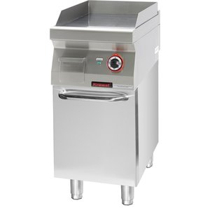 XXLselect Elektryczna płyta grillowa 396 x 560 mm, gładka, chromowana, 4,8 kW, 400V na podstawie z szafką XXLselect Elektryczna płyta grillowa 396 x 560 mm, gładka, chromowana, 4,8 kW, 400V na podstawie z szafką