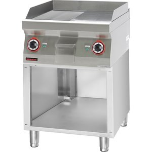 XXLselect Elektryczna płyta grillowa 596 x 560 mm, gładka/ryflowana, chromowana, 8 kW, 400V na podstawie półotwartej XXLselect Elektryczna płyta grillowa 596 x 560 mm, gładka/ryflowana, chromowana, 8 kW, 400V na podstawie półotwartej